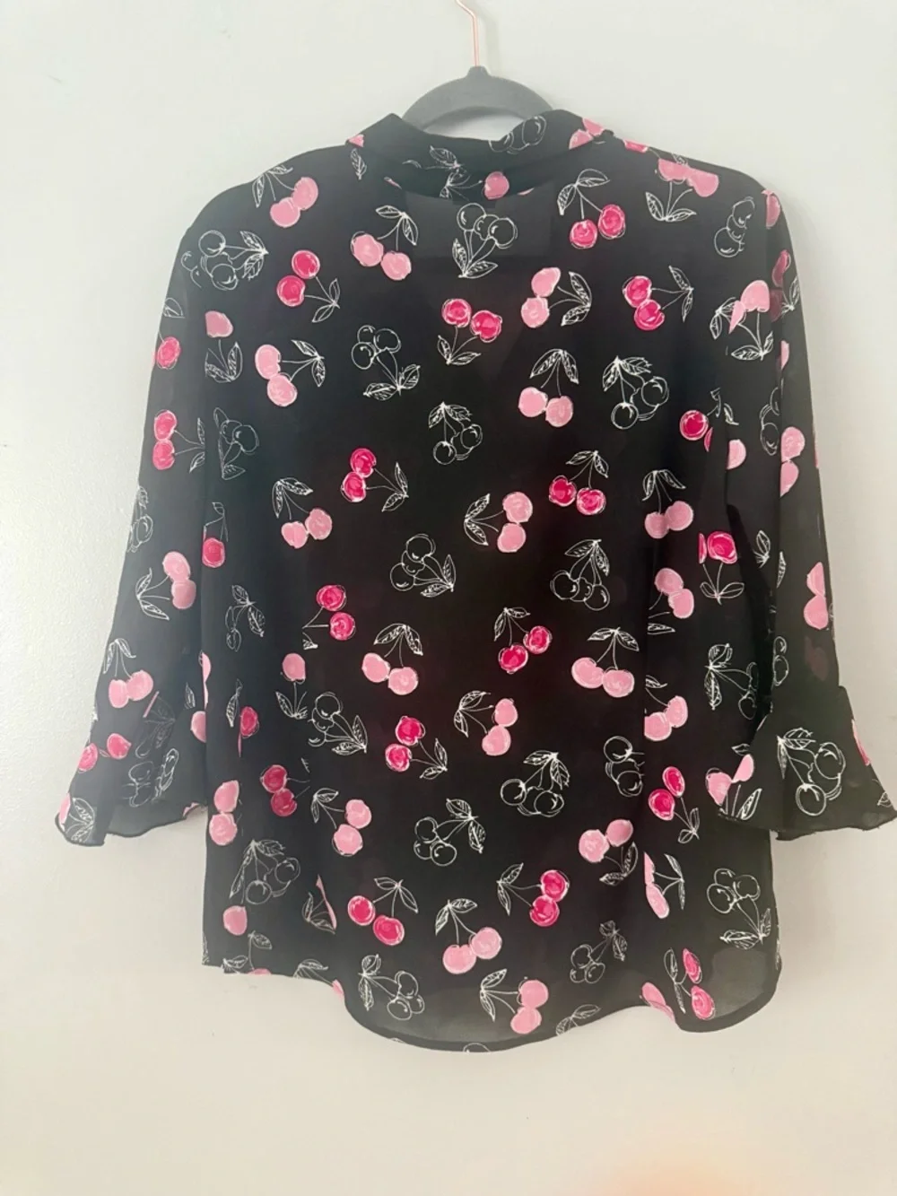 Vintage Li-La Canada Cherries Print Top, 80/90s Made in Canada, Size XL - Picture 2 of 6
